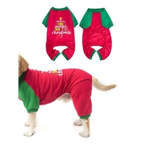Dog Christmas Pajamas for Med-Large Dog Outfit Clothes, Stretchy Pet Jumpsuit 3X